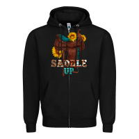 Black saddle up cowboy western sunflowers Zipper Hoodie - Artiststas