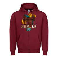 Burgundy saddle up cowboy western sunflowers Zipper Hoodie - Artiststas