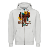 Dove Grey saddle up cowboy western sunflowers Zipper Hoodie - Artiststas