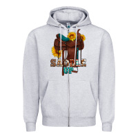 Heather Grey saddle up cowboy western sunflowers Zipper Hoodie - Artiststas
