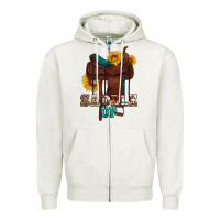 Oatmeal Heather saddle up cowboy western sunflowers Zipper Hoodie - Artiststas