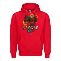 Red saddle up cowboy western sunflowers Zipper Hoodie - Artiststas