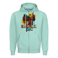 Saddle Up Cowboy Western Sunflowers Zipper Hoodie | Teevron