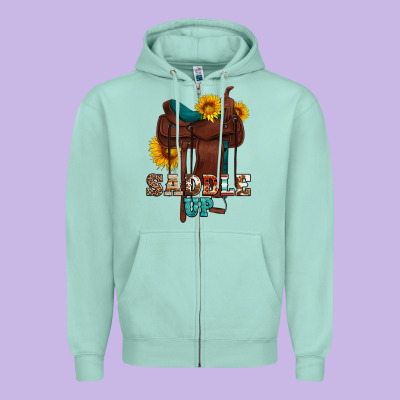 Saddle Up Cowboy Western Sunflowers Zipper Hoodie Designed By Artiststas