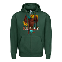 Sports Green saddle up cowboy western sunflowers Zipper Hoodie - Artiststas