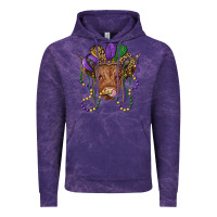 Cloud Purple highland cow with mardi gras hat Vintage Hoodie - RanaPortraitStore