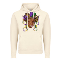 Vintage Artic highland cow with mardi gras hat Vintage Hoodie - RanaPortraitStore