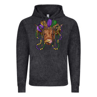 Vintage Black highland cow with mardi gras hat Vintage Hoodie - RanaPortraitStore