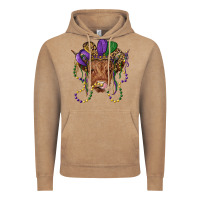 Vintage Coffee highland cow with mardi gras hat Vintage Hoodie - RanaPortraitStore