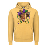 Vintage Mustard highland cow with mardi gras hat Vintage Hoodie - RanaPortraitStore