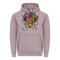Vintage Zinc highland cow with mardi gras hat Vintage Hoodie - RanaPortraitStore