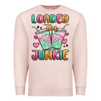 Pale Pink loaded tea junkie Premium Sweatshirt - MaliasSmallBusiness