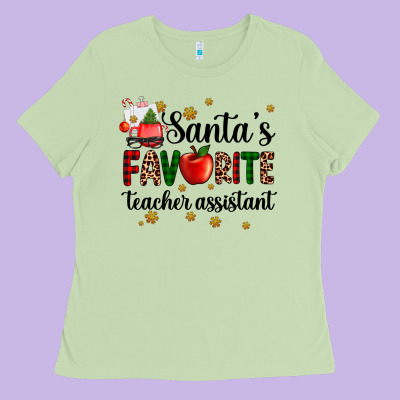 Santa's Favorite Teacher Assistant Ladies Tee Designed By Adodesignshop
