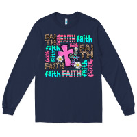 Navy faith with cross Long Sleeve Tee - AdoDesignShop