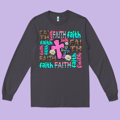 Faith With Cross Long Sleeve Tee Designed By Adodesignshop