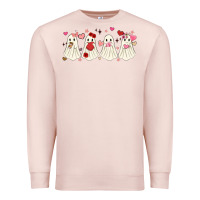 Pale Pink valentines day ghost Premium Sweatshirt - MaliasSmallBusiness