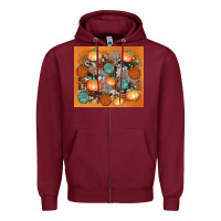 Burgundy cowhide pumpkin Zipper Hoodie - AdoDesignShop