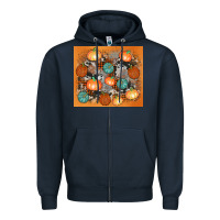 Navy cowhide pumpkin Zipper Hoodie - AdoDesignShop