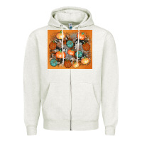 Oatmeal Heather cowhide pumpkin Zipper Hoodie - AdoDesignShop