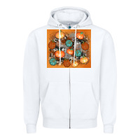 White cowhide pumpkin Zipper Hoodie - AdoDesignShop