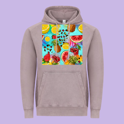 Fruits Tie Dye Seamless Pattern Vintage Hoodie Designed By Zillion Design Studio