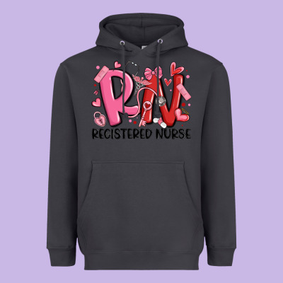 Rn Registered Nurse Valentines Day Heavyweight Hoodie Designed By Maliassmallbusiness