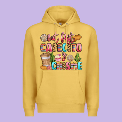 But First Cafecito Y Chisme Premium Hoodie Designed By Lillyallendesigns