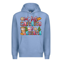 Colony Blue but first cafecito y chisme Premium Hoodie - LillyAllenDesigns