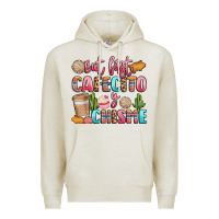 Oatmeal Heather but first cafecito y chisme Premium Hoodie - LillyAllenDesigns