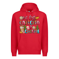Red but first cafecito y chisme Premium Hoodie - LillyAllenDesigns