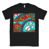 Black baseball leopard turquoise sunflower Classic Tee - JahusDesignShop
