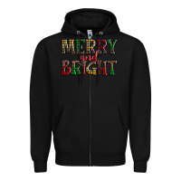 Black merry and bright Zipper Hoodie - AdoDesignShop