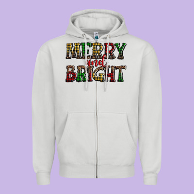 Merry And Bright Zipper Hoodie Designed By Adodesignshop