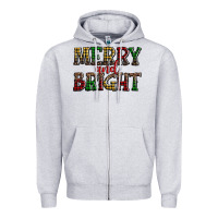 Heather Grey merry and bright Zipper Hoodie - AdoDesignShop