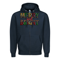 Navy merry and bright Zipper Hoodie - AdoDesignShop