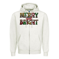Oatmeal Heather merry and bright Zipper Hoodie - AdoDesignShop