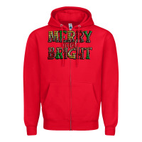 Red merry and bright Zipper Hoodie - AdoDesignShop