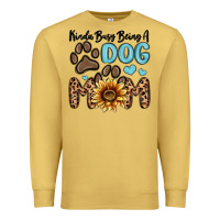 Antique Gold kinda busy being a dog mom Premium Sweatshirt - MaliasSmallBusiness