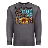 Charcoal Heather kinda busy being a dog mom Premium Sweatshirt - MaliasSmallBusiness