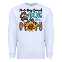 White kinda busy being a dog mom Premium Sweatshirt - MaliasSmallBusiness