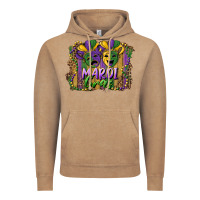 Vintage Coffee mardi gras mask with leopard background Vintage Hoodie - RanaPortraitStore