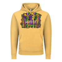 Vintage Mustard mardi gras mask with leopard background Vintage Hoodie - RanaPortraitStore