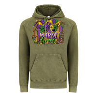 Vintage Olive mardi gras mask with leopard background Vintage Hoodie - RanaPortraitStore