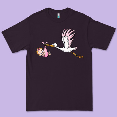 Stork With Baby Girl Premium Tee Designed By Barkaloodesign