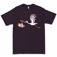 Plum stork with baby girl Premium Tee - BarkalooDesign