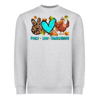 Heather Grey peace love thanksgiving Heavyweight Sweatshirt - Zillion Design Studio