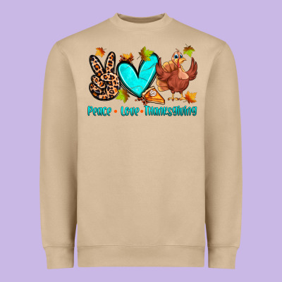 Peace Love Thanksgiving Heavyweight Sweatshirt Designed By Zillion Design Studio