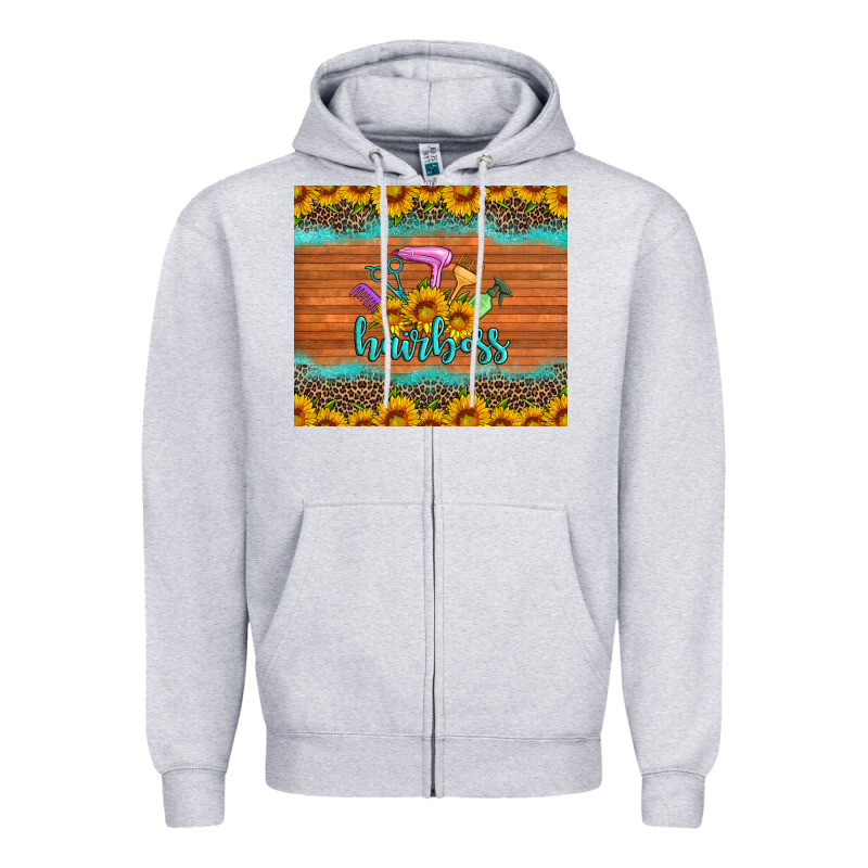 Hairboss 200z Skinny Sunflowers Leopard Hairdresser Zipper Hoodie by Artiststas | Teevron