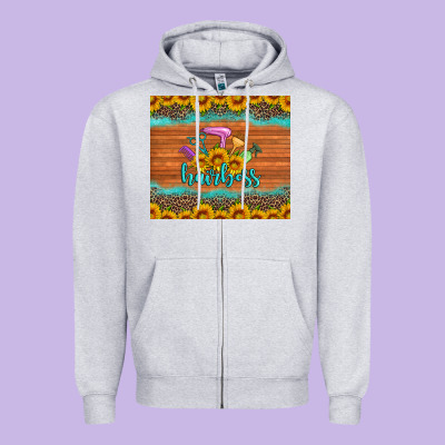 Hairboss 200z Skinny Sunflowers Leopard Hairdresser Zipper Hoodie Designed By Artiststas