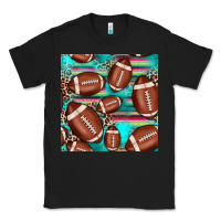 Black football leopard turquoise seamless pattern Classic Tee - JahusDesignShop